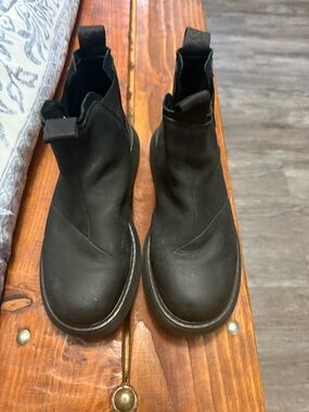 Women's Black Slip-On Chelsea Boots - Minimal Leather Style